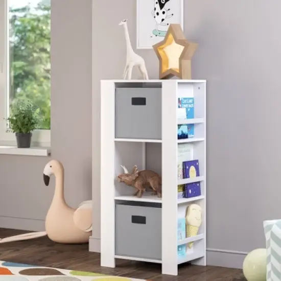 Kids' Book Nook Collection Cubby Storage Tower and Bookshelves with 2 Bins - RiverRidge  image {1}