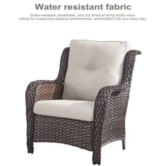 POCASSY 6PCS Patio Furniture Set with Square Fire Pit Table, All Weather Wicker Outdoor Conversation Set with Sofa, Patio Chairs, Firepit and Ottoman image {1}