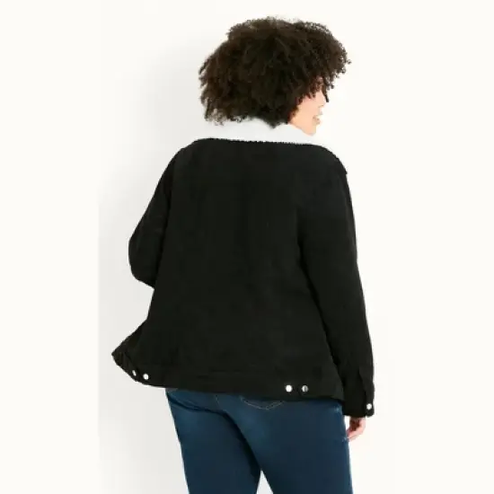 Women's Plus Size Cord Jacket - Black | EVANS image {1}