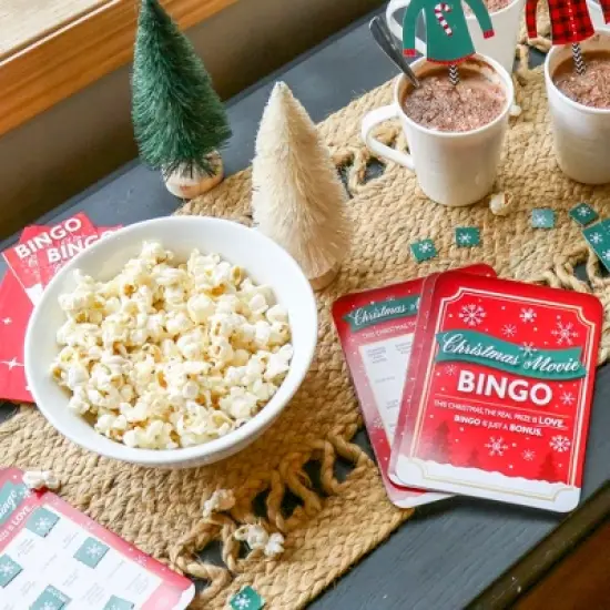 Big Dot of Happiness Christmas Movie Bingo, Christmas Party Games, Rom Com Holiday Bingo, Christmas Girls Night Bingo, Movie Night Game, Set of 18 image {1}
