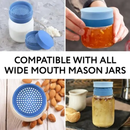 Impresa 3-Pack Kefir Mason Jar Strainer Lids for Making Kefir - Wide Mouth Kefir Strainer Lids image {2}