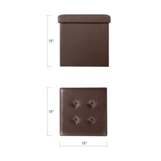 15" Buttoned Folding Storage Ottoman - Mellow image {4}