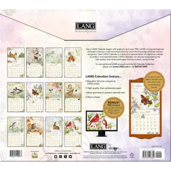 Lang 2024 Wall Calendar 24"x12" Field Guide image {2}