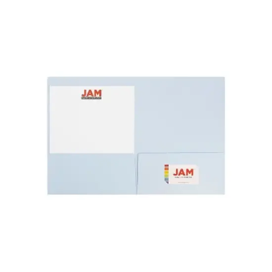 JAM Paper Prem Matte Colored Cardstock Two-Pocket Presentation Folder Baby Blue 28876674D image {2}