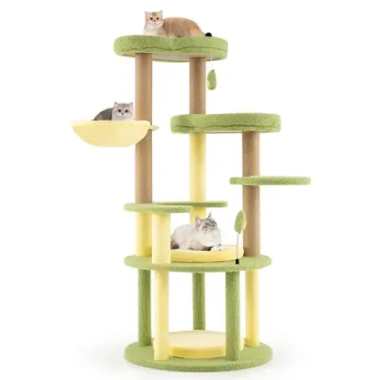 Tangkula Multi-level Cat Tree w/ Wide Perch Rotatable Basket Removable Soft Cushions image {9}