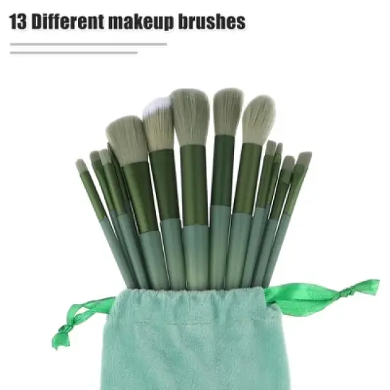 Unique Bargains Travel Makeup Brush Set Eyeshadow Brush Foundation Contour Concealer Blusher Brush 13Pcs image {3}