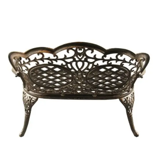 Ornate Traditional Aluminum Patio Bench - Bronze - Oakland Living image {3}
