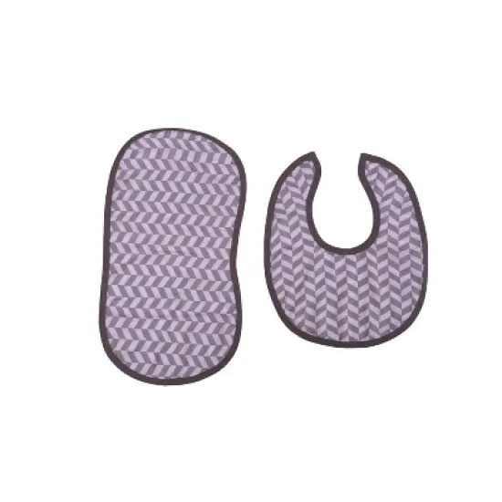 Bacati - Houndstooth/Herringbone Muslin 4 pc set of Bibs/Burpies Gray image {1}