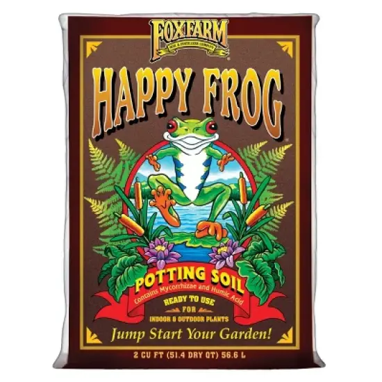 FoxFarm FX14047 Happy Frog pH Adjusted Organic Plant Garden Potting Soil Mix Bag, 2 Cubic Feet (2 Pack) image {1}