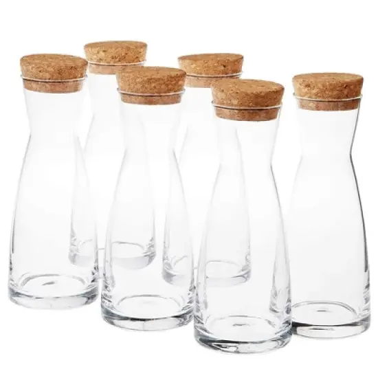 Bormioli Rocco Ypsilon Carafe Set with Cork Lids, Set of 6 - 18.5 oz Stylish Drink Set - Dishwasher Safe Modern Glassware for Dining & Entertaining image {8}