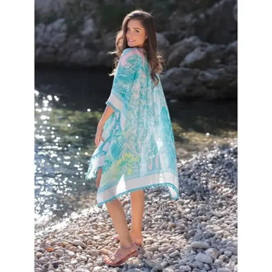 Shiraleah Blue Tropical Print Cover Up image {1}