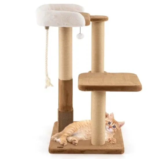 Costway 44" Cat Tree for Indoor with Plush Padded Perch Scratching Posts Jumping Platform image {9}