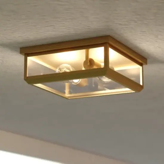 VAXCEL Kinzie Outdoor Square Flush Mount Ceiling Light with Clear Glass image {14}