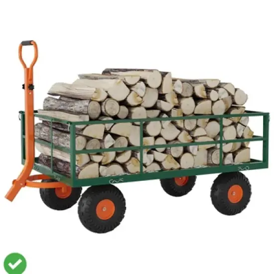 Heavy Duty Steel Garden Cart 1200 LBS Capacity 3 in 1 Pullable Garden Wagon with 13" Wheels for Gardening Soil Tools & Plant Transport image {9}