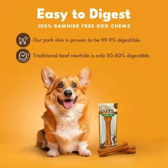 Pork Chomps Roasted Pressed Bone Chewy Treat Dog Treats - 4oz image {2}
