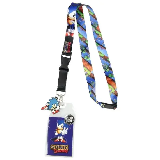 Sonic The Hedgehog Lanyard ID Badge Holder Classic Video Game Design w/ Rubber Charm and Collectible Sticker Multicoloured image {4}