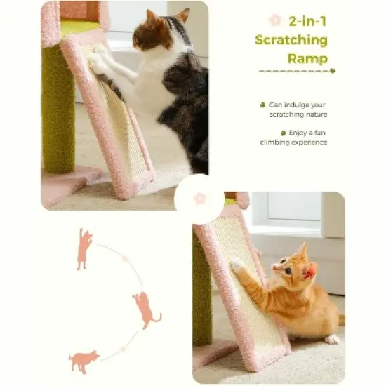 QuestaPack Flower Cat Tree 47.2" Multi-Level Cat Tower with Sisal Covered Scratching Posts image {4}