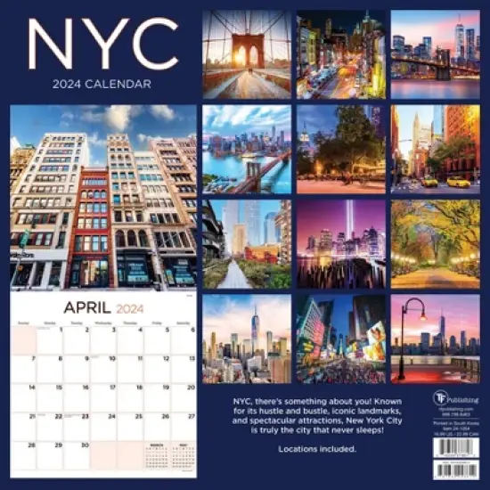 TF Publishing 2024 Wall Calendar 12"x12" NYC image {4}