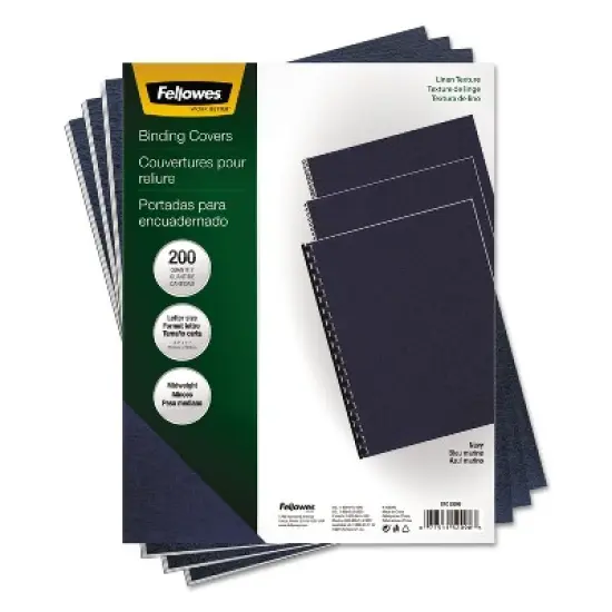 Fellowes Linen Texture Binding System Covers 11 x 8-1/2 Navy 200/Pack 52098 image {4}