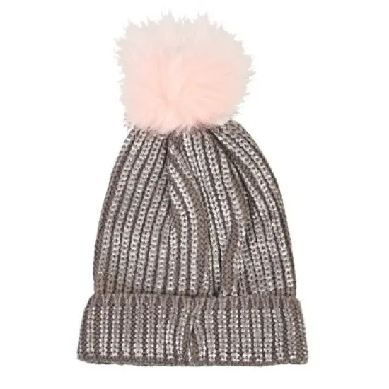 Charles Albert Girl's Metallic Pom Beanie - Kids Winter Hat image {4}