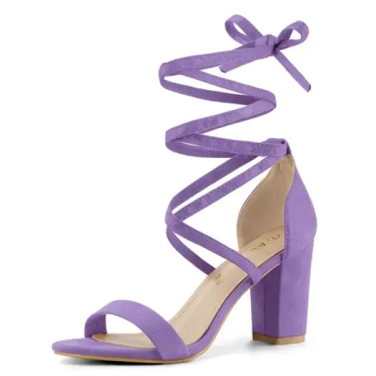 Allegra K Women's Open Toe Lace Up Chunky High Heels Sandals image {13}