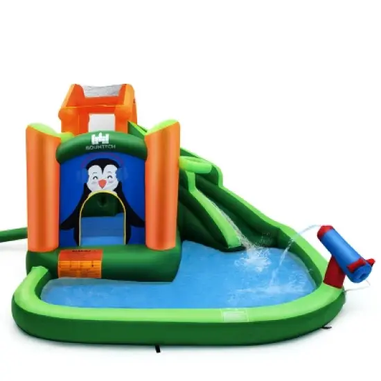 Costway Inflatable Water Park Slide Bouncer w/ Splash Pool Water Cannon and 735W Blower image {4}