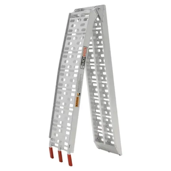 Black Widow Aluminum Folding Motorcycle Ramp, Portable Arched Plate Design with High Traction Surface and 750 Pound Capacity, Single Runner, Silver image {5}