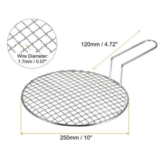 Unique Bargains Stainless Steel Grills Round Barbecue Mesh Outdoor Grill with Handle image {1}