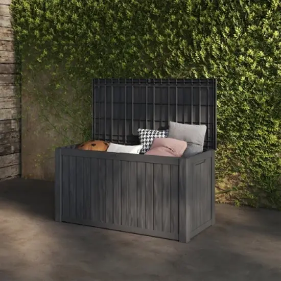 Decksplore150 Gallon Resin Deck Box, Waterproof Ourdoor Storage Container for Pool Accessories, Patio Garden Tools image {1}