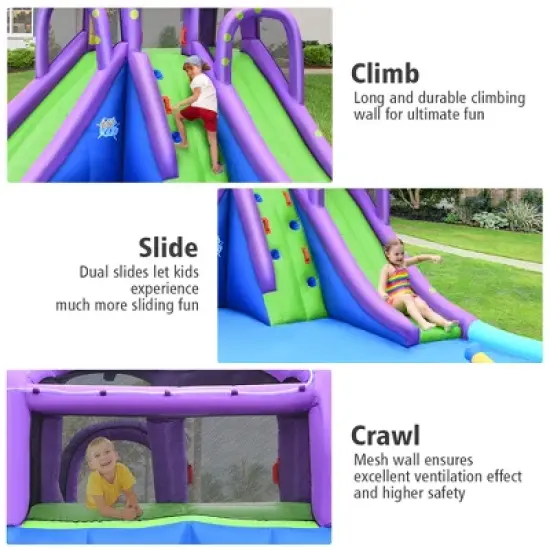 Costway Inflatable Water Park Octopus Bounce House 2 Slides Climbing Wall Without Blower image {8}
