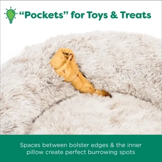 FurHaven Calming Cuddler Long Fur Donut Dog Bed image {9}