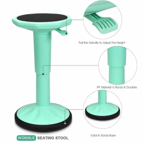 Costway Wobble Chair Height Adjustable Active Learning Stool Sitting Home Office Green Backless Silicone image {5}