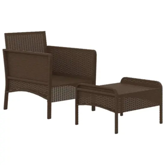vidaXL 2 Piece Patio Lounge Set with Cushions Brown Poly Rattan image {3}