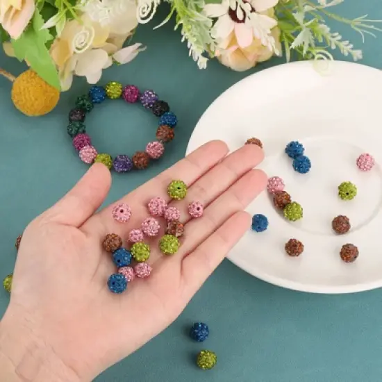 Unique Bargains Round Disco Shiny DIY Bracelet Necklace Rhinestone Clay Beads 100 Pcs image {3}