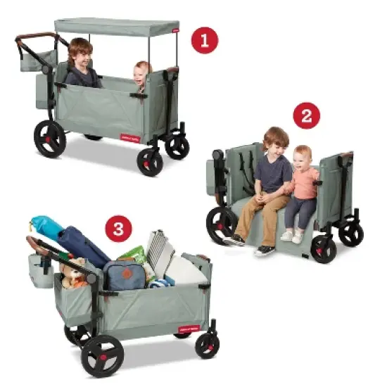 Radio Flyer Atlas Kid and Cargo Stroller Wagon - Sage image {6}