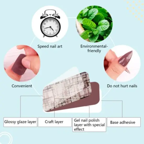 Saviland Women's 20PCS 10 Sizes Semi-Cured Gel Nail Strips Kit - Pink Gold Glitter Design with Tools. image {3}