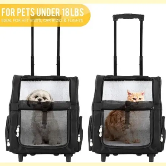 KOPEKS Pet Carrier Backpack with Wheels &ndash; Black, Large, Travel-Friendly, Comfortable, Durable for Dogs & Cats image {4}