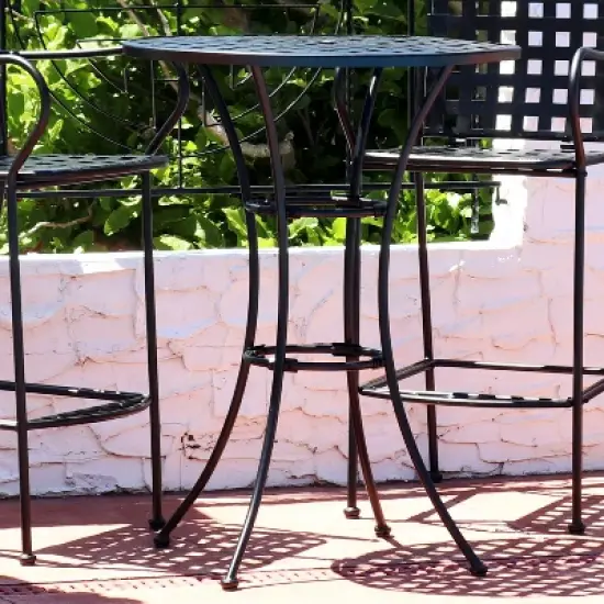 Sunnydaze Elegant Round Wrought Iron Bar Table -30" Diameter x 39.5" H - Black image {1}