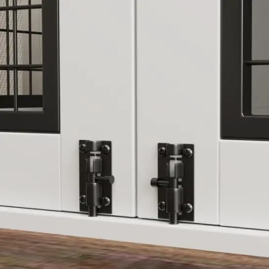 PawHut Furniture Dog Crate, 44" Dog Kennel Furniture End Table with Double Door, Storage & Drawer, Dog Crate Furniture for Medium Dogs, White image {5}