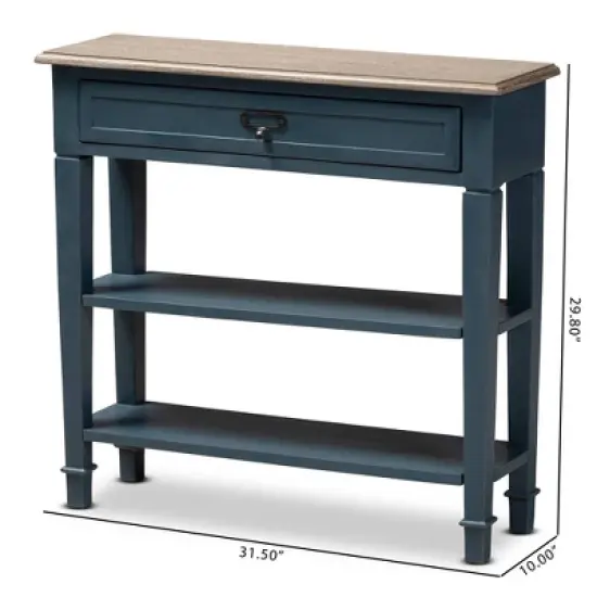 Dauphine Spruce Finished Wood Accent Console Table Blue - Baxton Studio image {1}