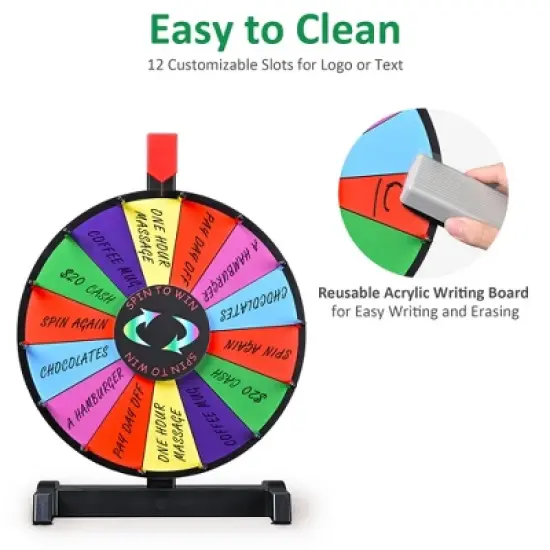 WinSpin Editable Color Prize Wheel Dry Erase Fortune Spinning Game 12"/15"/18"/24" image {3}