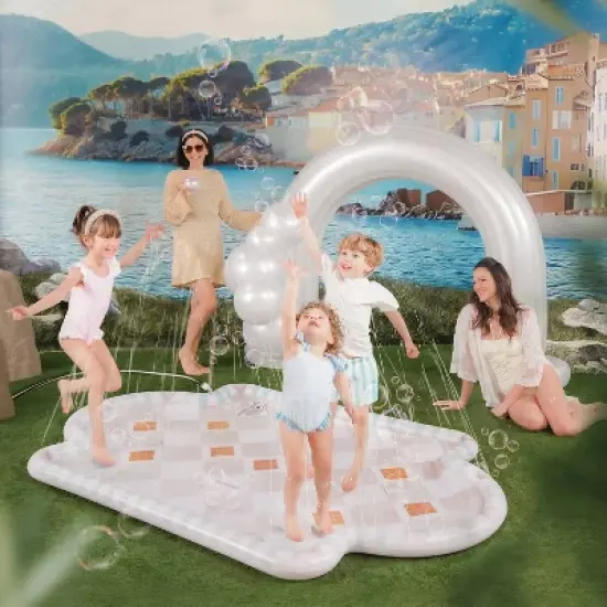 MINNIDIP Exclusive Resort Collection Splash Pad Play Sprinkler - Travertine Tiles: Portable PVC Kids Water Toy image {1}