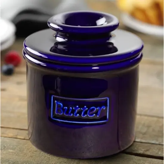 Butter Bell&reg; Crock &ndash; Caf&eacute; Retro Cobalt Blue Ceramic Butter Keeper, Glossy Vintage-Style Butter Dish for Spreadable Butter image {5}