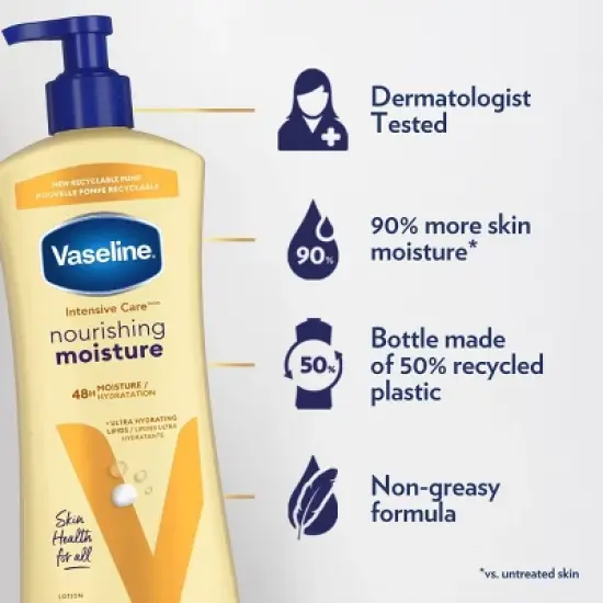 Vaseline Intensive Care Moisturizing Body Lotion with Oat Extract Nourishing Moisture image {3}
