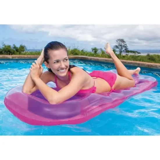 Intex Suntanner 18 Pocket Single Person Inflatable Swimming Pool Beach Lounge Floating Raft with Pillow and Cupholders, Color May Vary image {3}