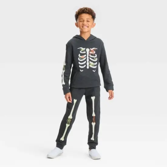 Boys' Skeleton Glow In the Dark Halloween Pullover Sweatshirt - Cat & Jack&trade; image {2}