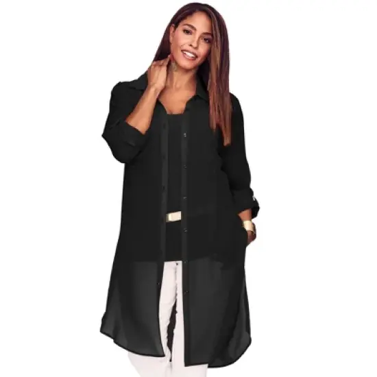 Jessica London Women&rsquo;s Plus Size Sheer Georgette Mega Tunic image {3}