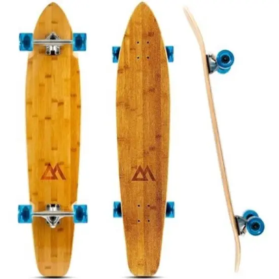 Magneto 44-inch Kicktail Cruiser Longboard Skateboard - Bamboo & Hard Maple Deck - Commuting, Cruising, Carving (Blue) image {7}