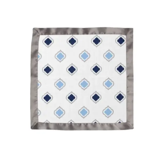 Bacati - Moroccan Tiles Blue/Gray Muslin 2 pc Security Blankets image {4}