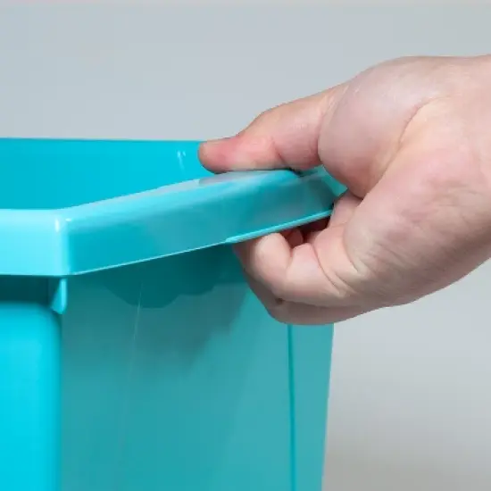 Storex 4 Gallon Storage Bin with Lid, Teal image {3}